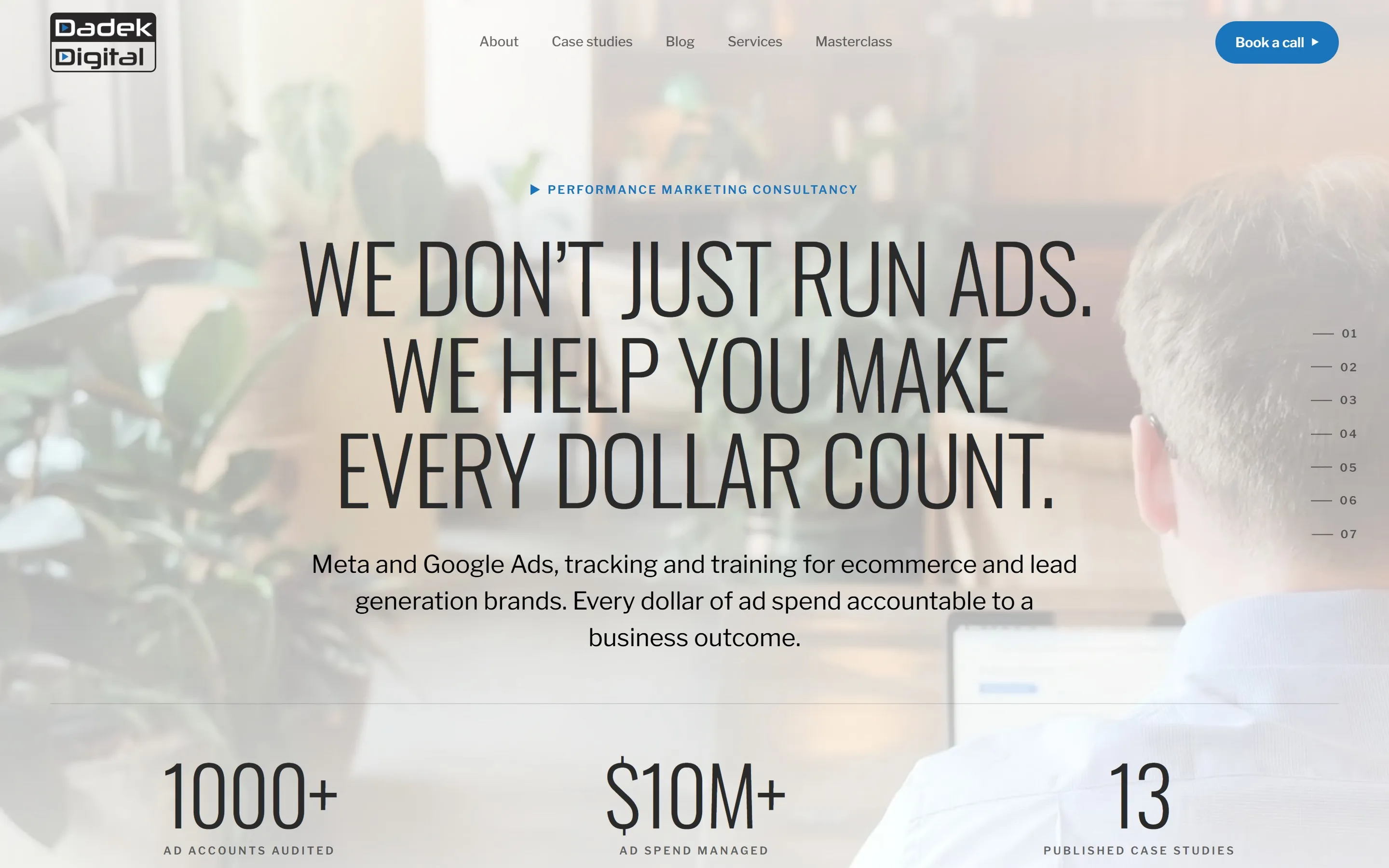 Dadek Digital website, desktop view