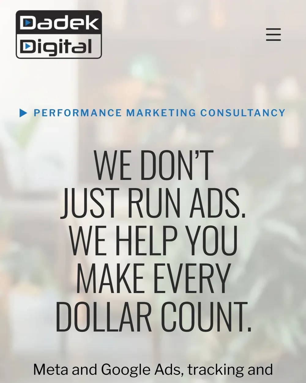 Dadek Digital website on a phone