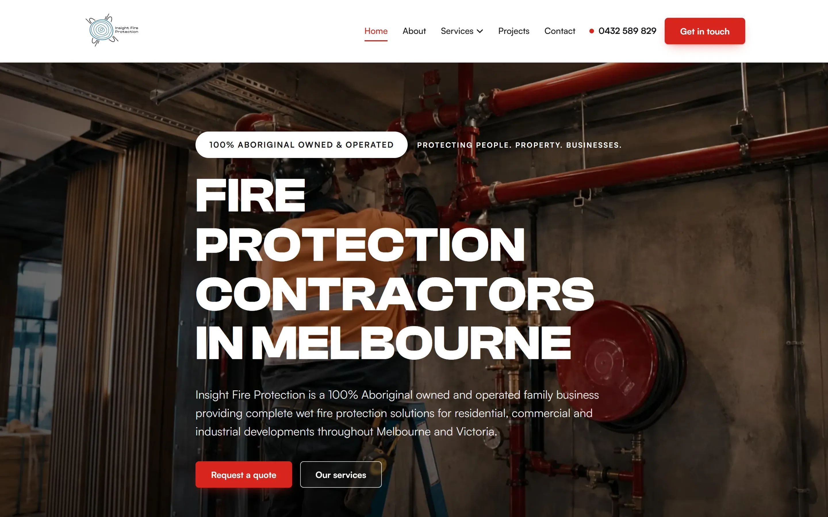 Insight Fire Protection website homepage