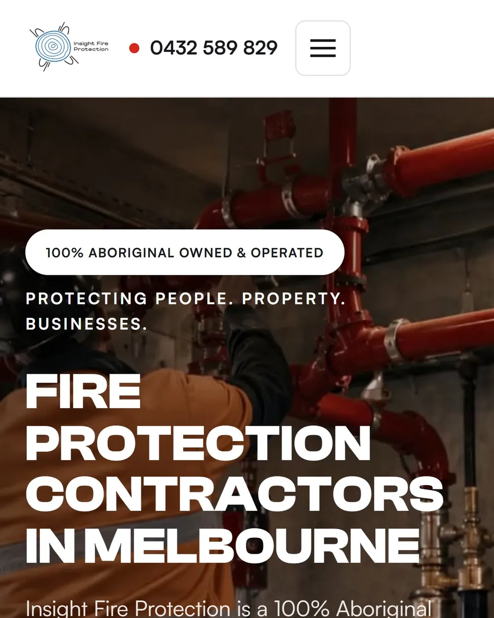 Insight Fire Protection website on a phone
